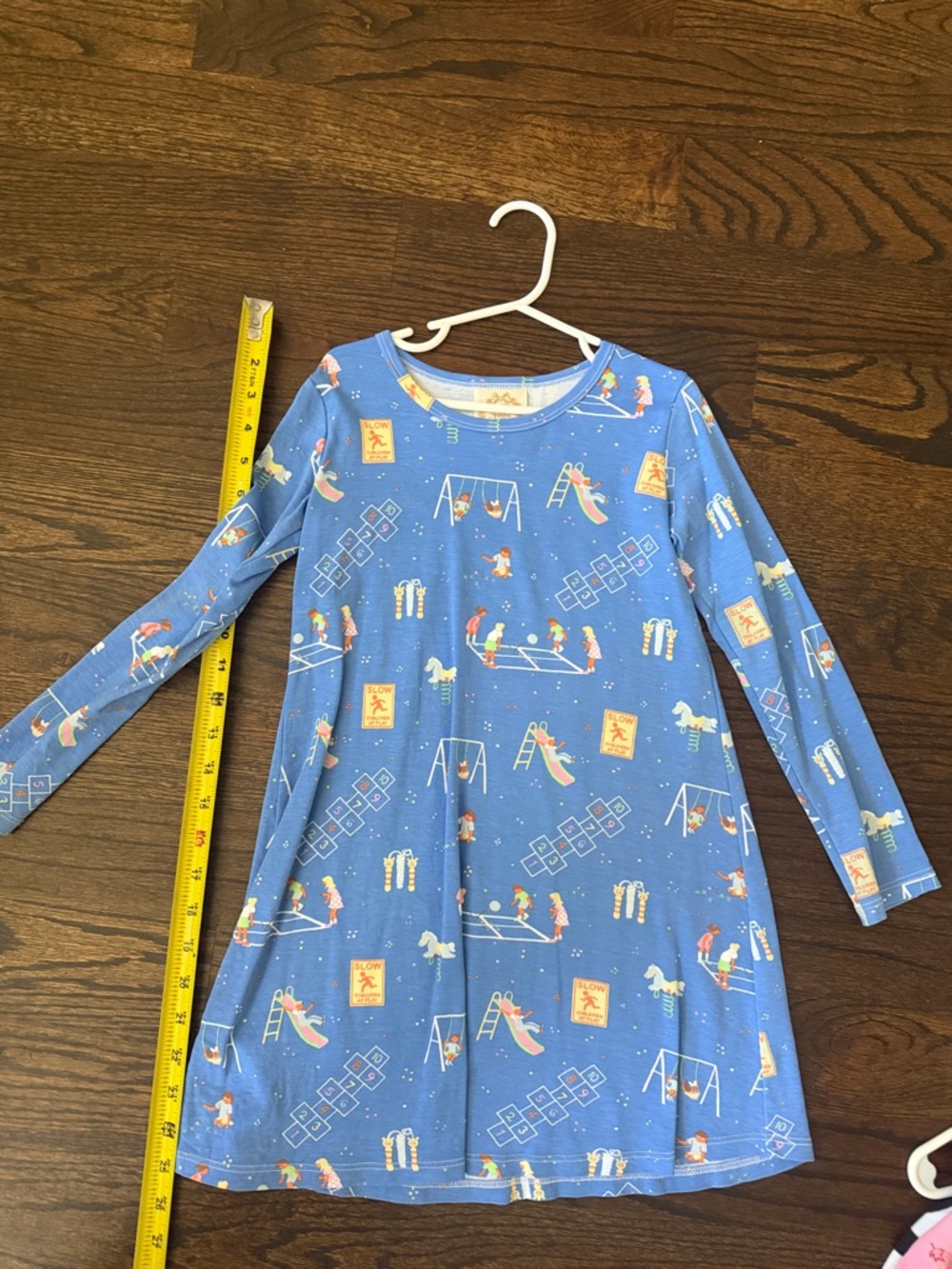 The Beaufort Bonnet Company Girls Blue Playground Print Long Sleeve Dress